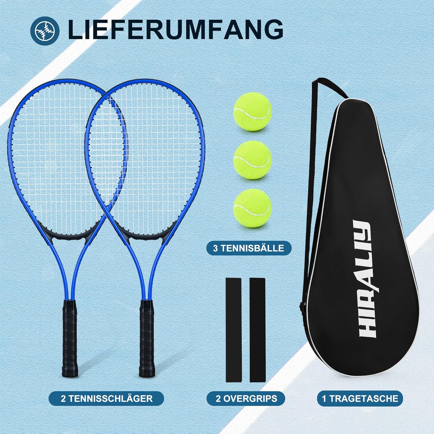 HIRALIY Tennisschläger-Set für Erwachsene, 68,6 cm, vorbespannte Tennisschläger für 2 Spieler, 2 Ove - Image 6