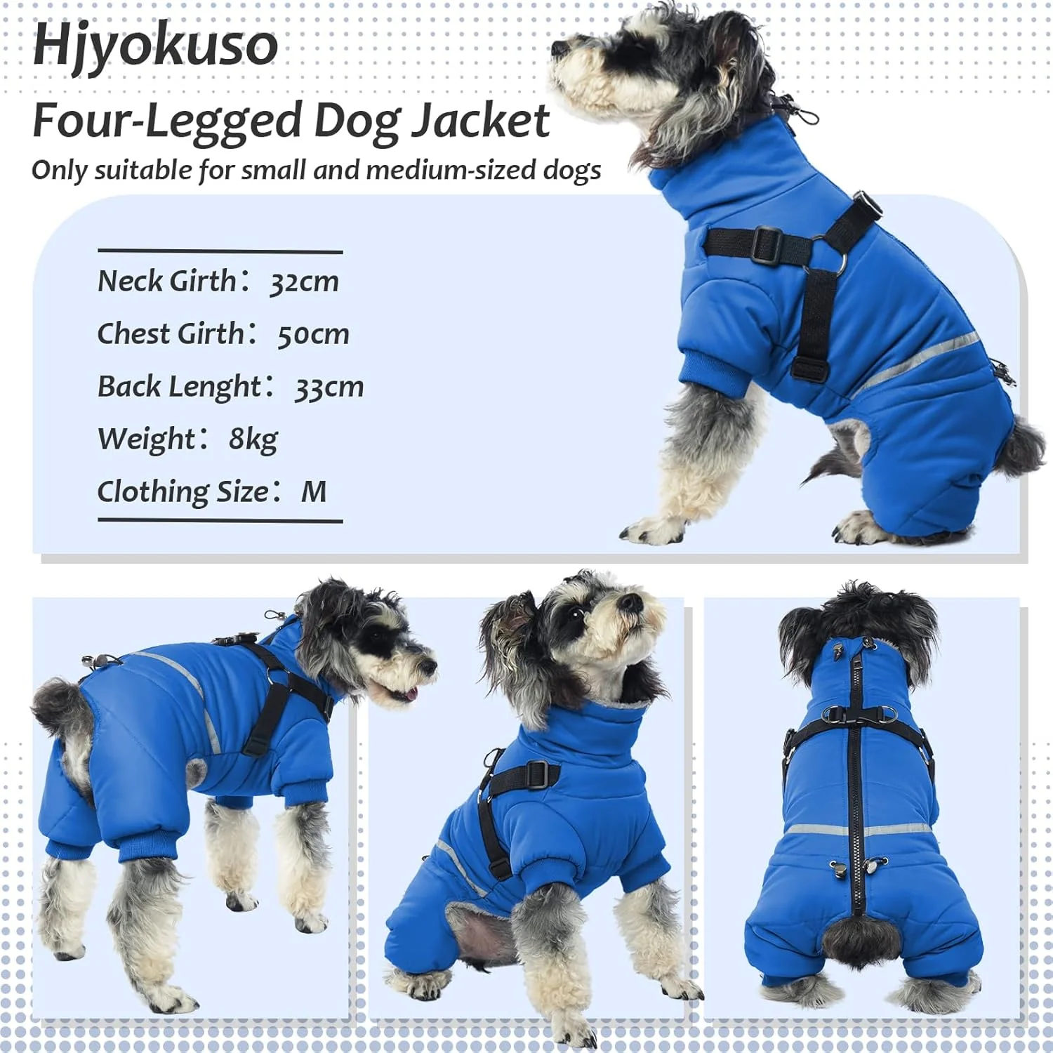 Hjyokuso Wasserdichter Hundemantel, Hundejacke mit Geschirr, Wintermantel Hund für kleine Mittel Gro - Image 3