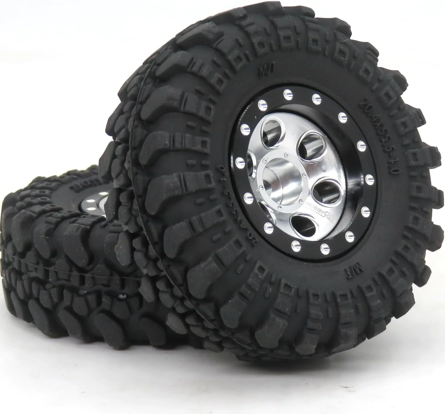 hobbysoul Schwere verstellbare Offset 1/24 Crawler Räder und 1,0 Reifen schwarz-Silberne, Negative O - Image 5