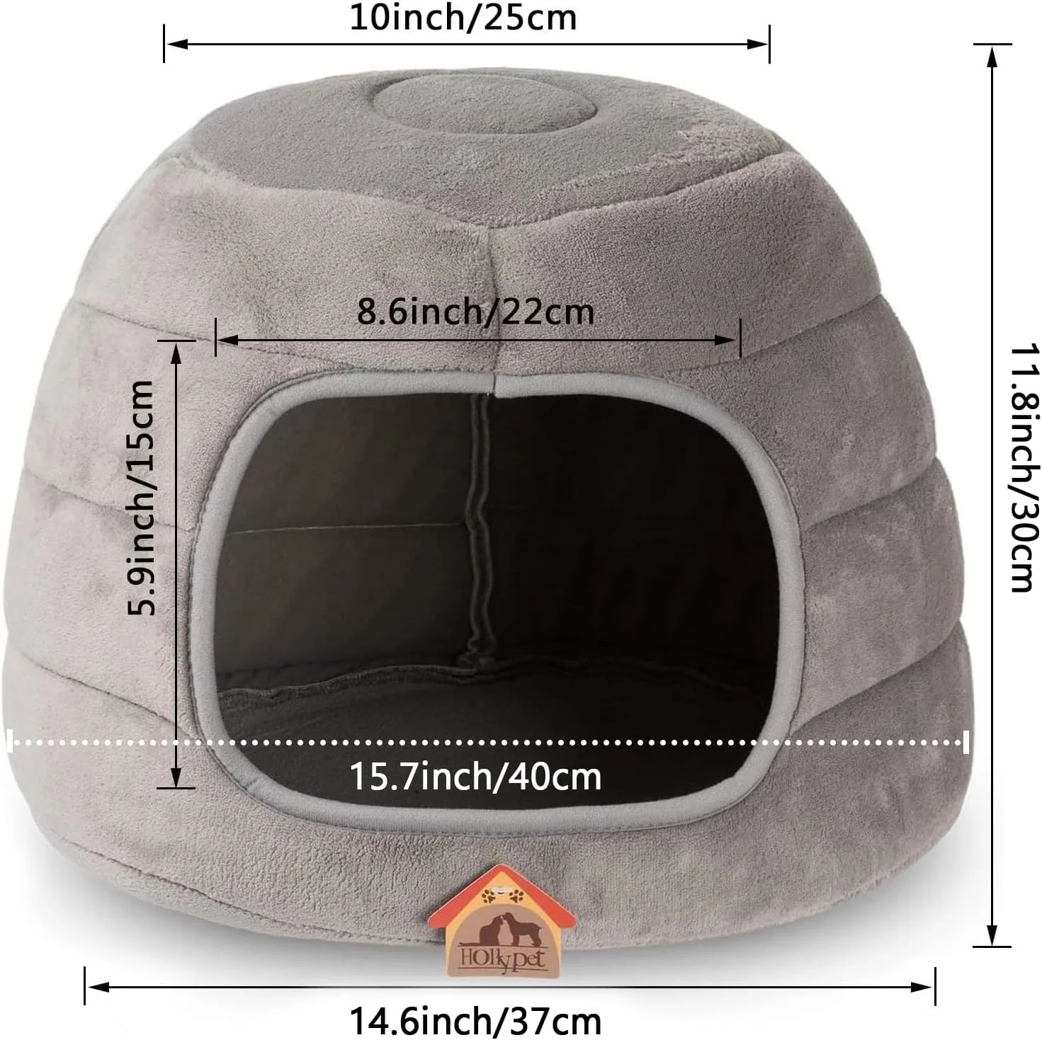 Hollypet Katzenbett Kleines Hundebett, 2-in-1 faltbares Haustier-Höhlenbett, Warmes Haustierbett aus - Image 3
