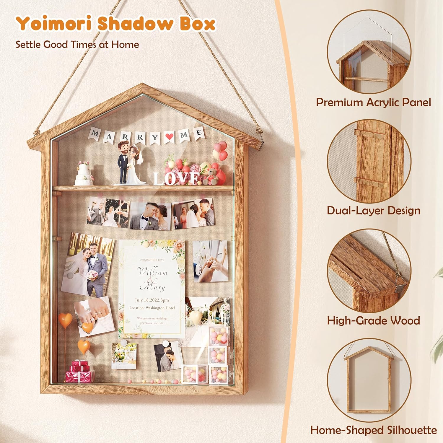 Holz 3D Bilderrahmen zum Befüllen, Grosse Shadow Box, 11x14 Zoll Vitrine Hängend Tiefer Bilderrahmen - Image 6