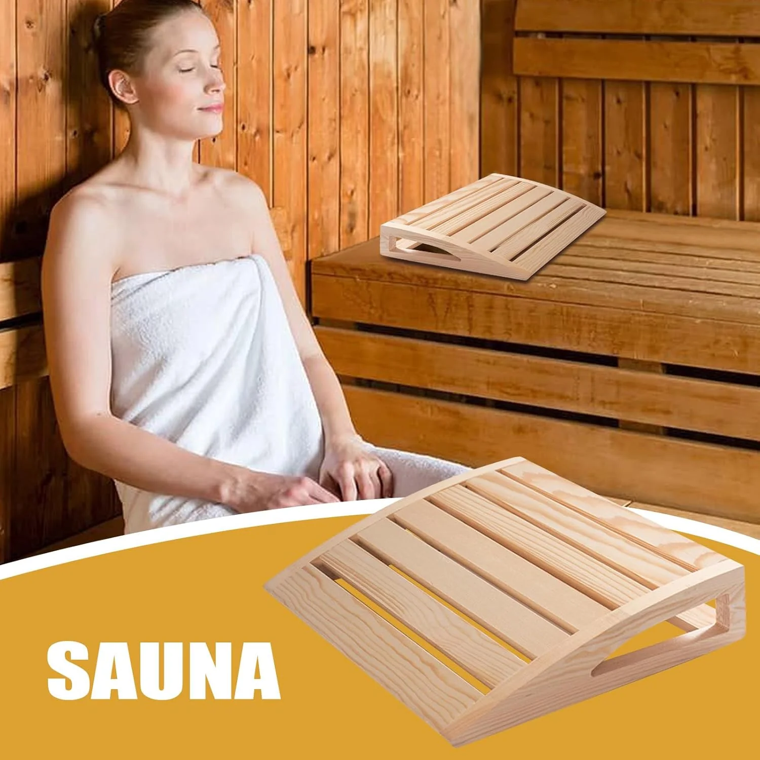 Holz Sauna Kopfstütze 38x31x7cm Massivholz Nackenstützkissen Ergonomische Entspannungskopfstütze Ode - Image 3