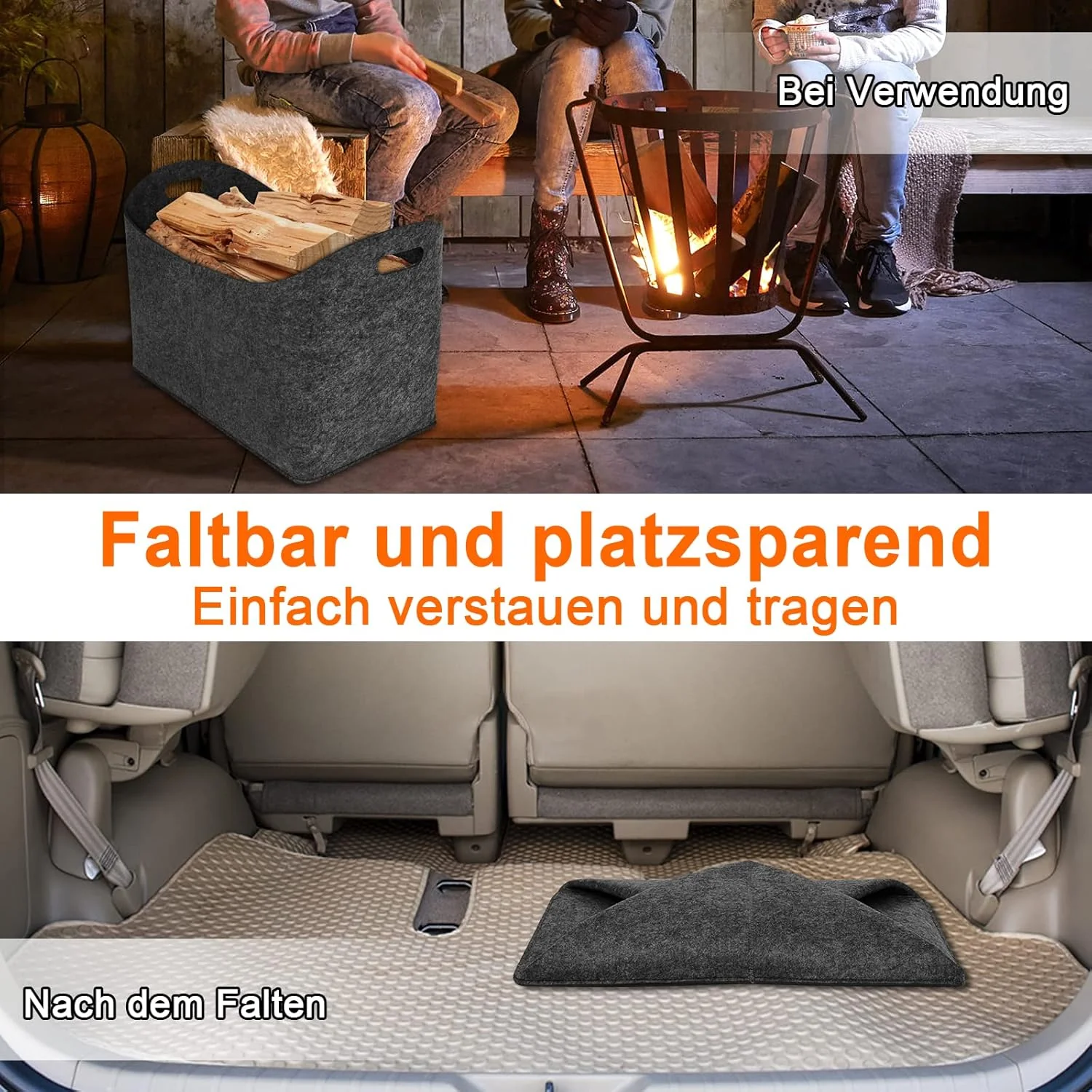 Holzkorb für Kaminholz Kaminholzkorb für Kamin Brennholz Holzkörbe Kaminholz Aufbewahrung Innen Feue - Image 6