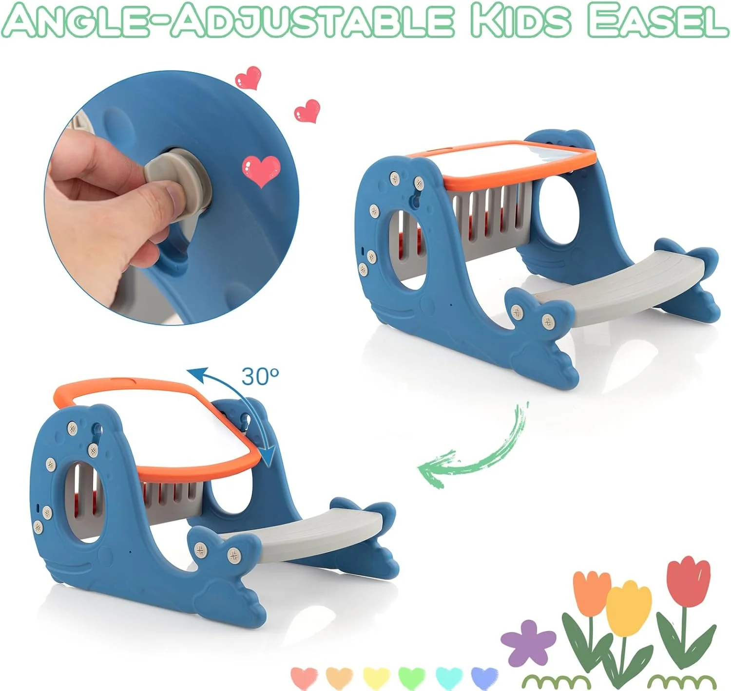 HOMASIS Spieltisch und Tafel mit 4-in-1 Sitzbank, Umwandelbare Staffelei für Kinder, Zeichentisch mi - Image 7