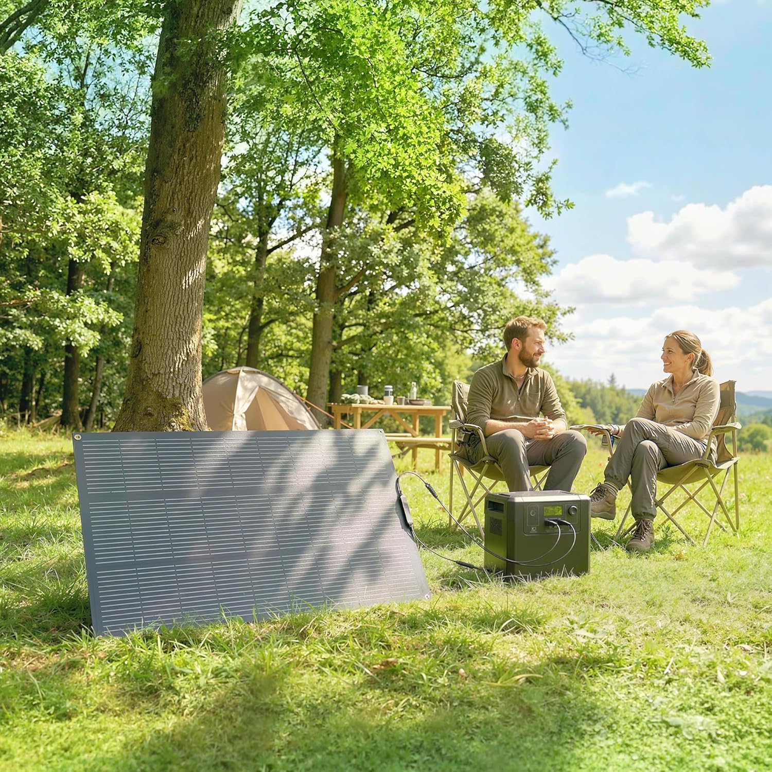 HOMCOM Solarpanel 100W 18V Tragbares Outdoor Solarladegerät mit 2 USB, LCD-Anzeige IP67 Wasserdicht - Image 8