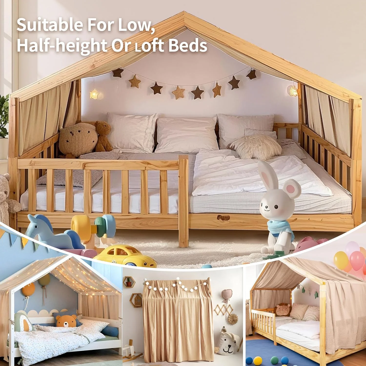Home Bettbezug mit Goldener Applikation, handgefertigt aus 100% Baumwoll-Musselin, Stoffhimmel für d - Image 7