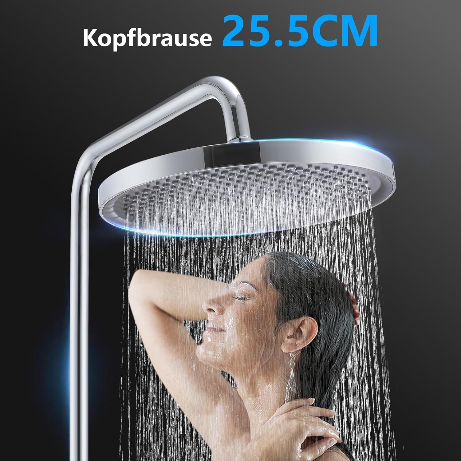 HOMELODY Duschsystem aus Edelstahl mit Thermostat Chrom - Duscharmatur Komplettset mit 3 Strahlarten - Image 3