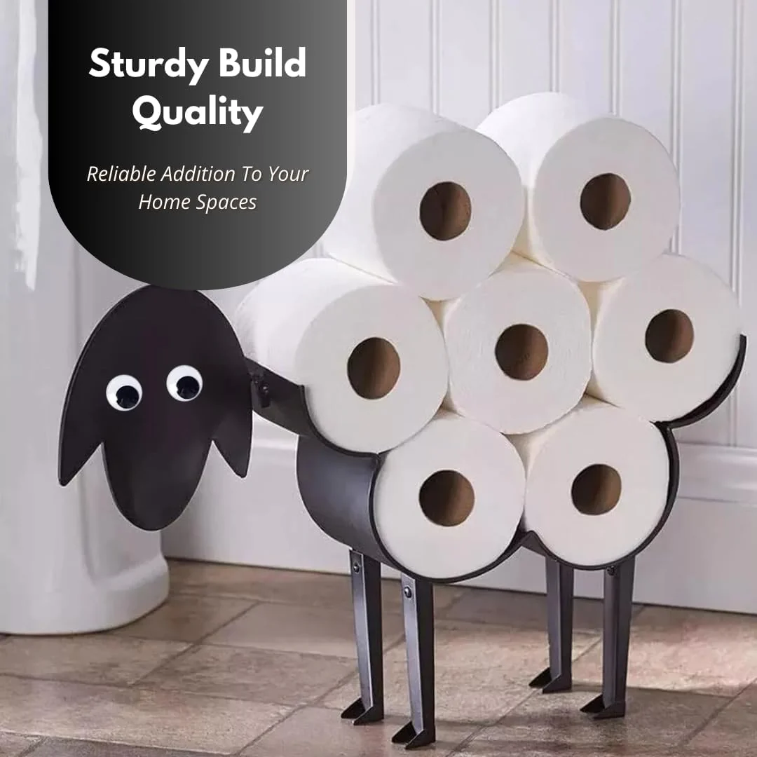 HomeZone®, Toilettenpapierhalter aus Metall, Schaf-Design, für bis zu 7 Rollen, Schwarz - Image 5