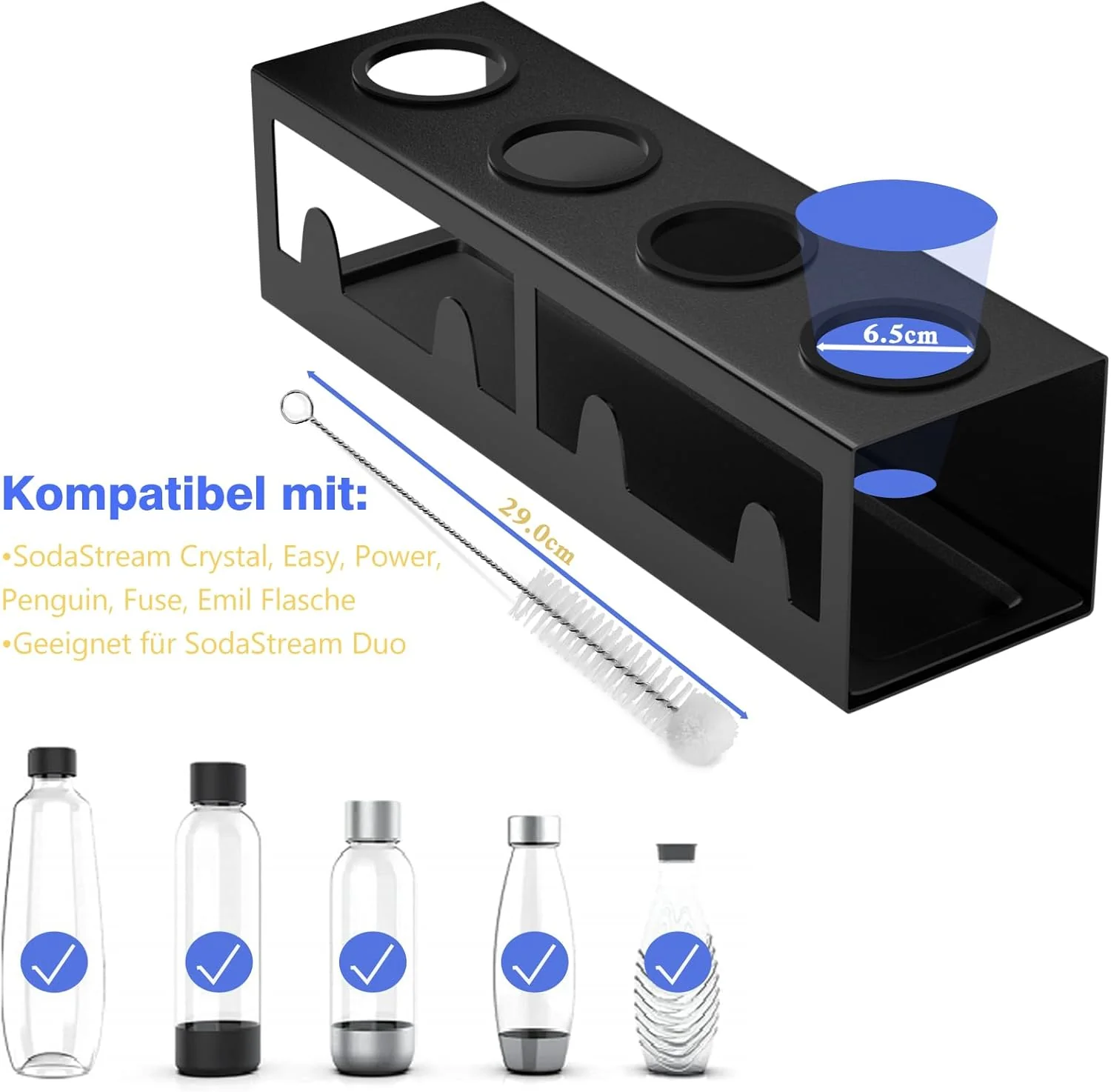HOMMAND Flaschenhalter für SodaStream Crystal und Emil Flaschen, Edelstahl Flaschenhalter Abtropfges - Image 4