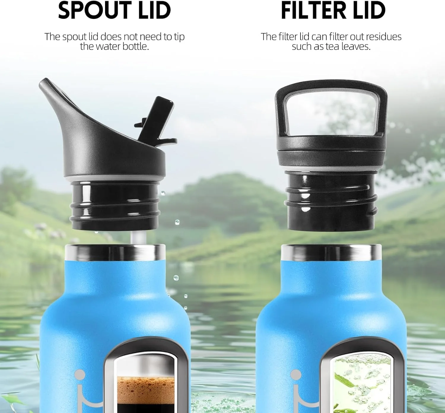HoneyHolly Trinkflasche 1L, BPA-Frei, Trinkflasche Edelstahl, Thermosflasche, Auslaufsichere Isolier - Image 3