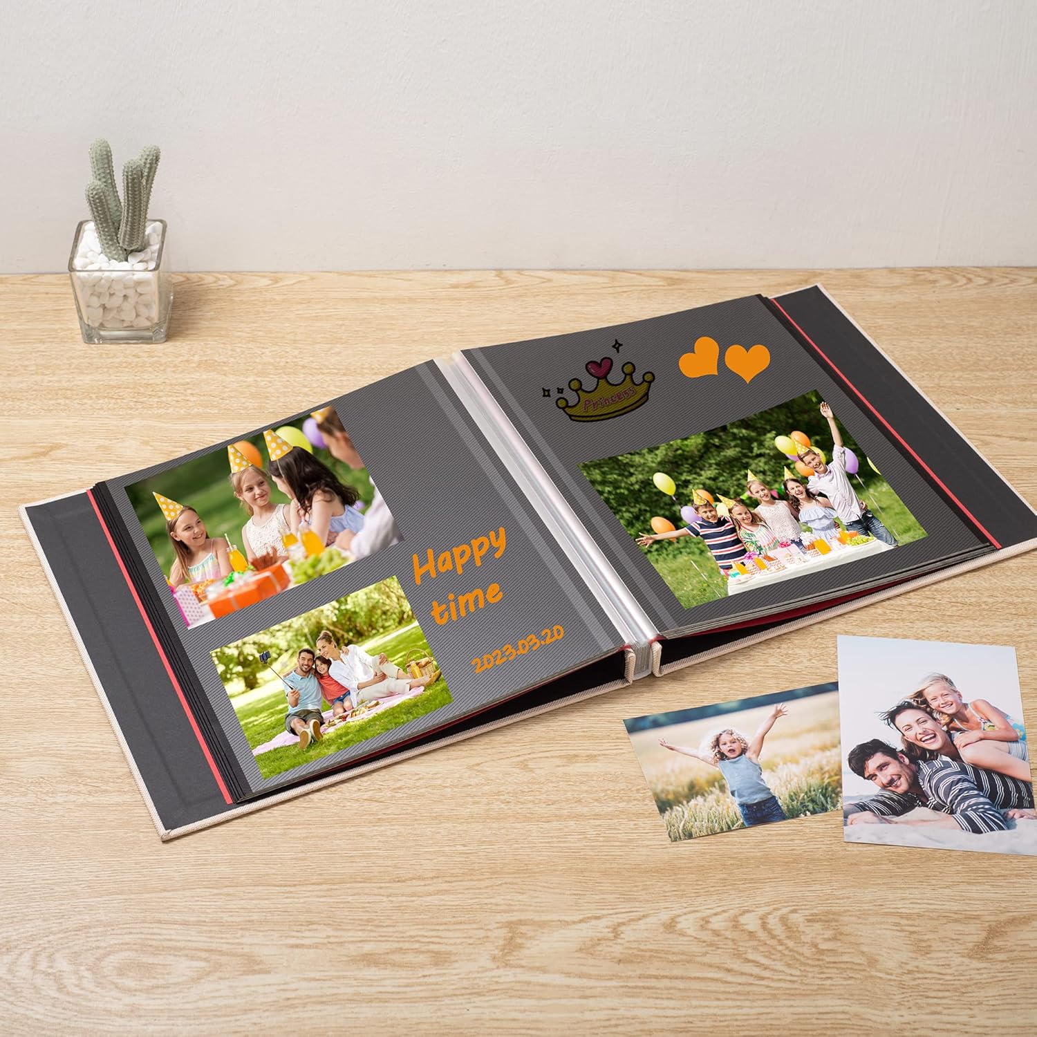 HoneyTolly Fotoalbum, selbstklebend, 7,6 x 12,7 cm, 10,2 x 15,2 cm, 12,7 x 10,6 cm, 40 schwarze Kleb - Image 2