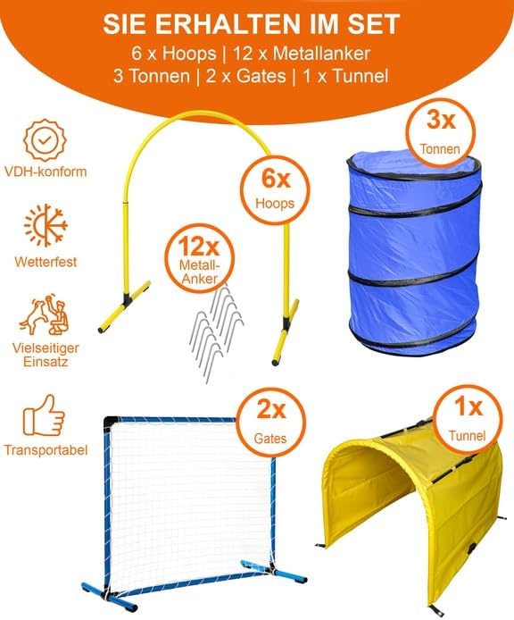 Hoopers Profi-Set – VDH-konform & UV-beständig – 3X Blau & 3X Gelb – Komplett-Set mit 6 Hoops, 2 Gat - Image 8