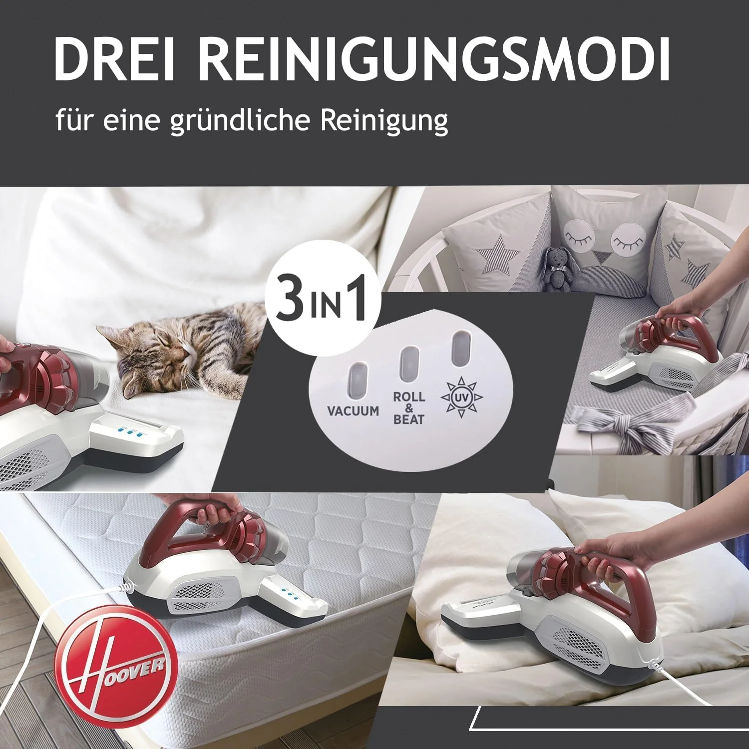 Hoover Ultra Vortex Matratzenreiniger – Milbensauger mit UV-Licht & Vibration für hygienische Reinig - Image 5