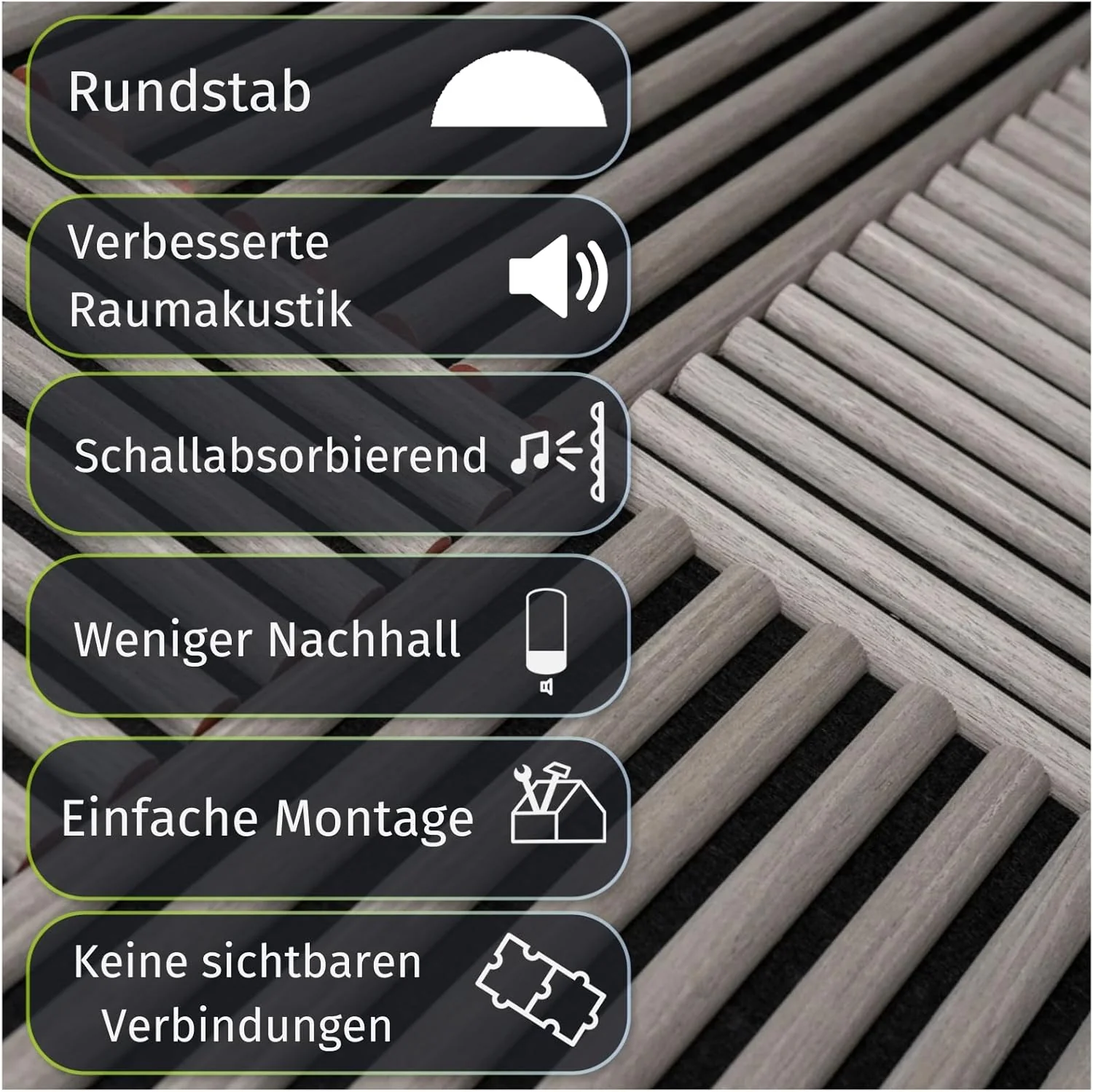 HORI Akustik-Wandpaneele in Holzoptik Schallabsorbierende Wandverkleidung für Wanddeko Akustikpaneel - Image 4