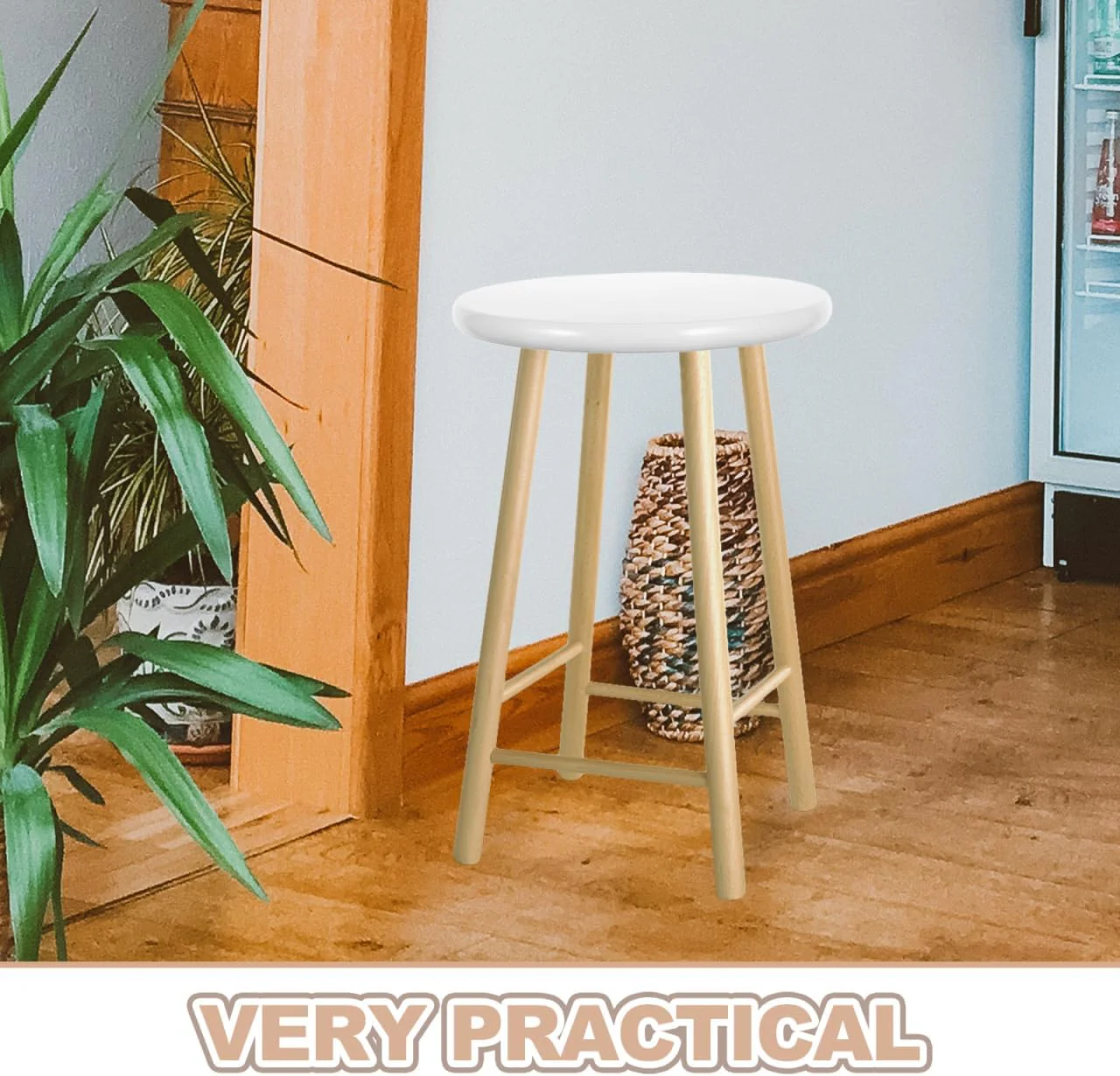 Housoutil Ersatzsitz, weiss, rund, Massivholz, Sitz, Barhocker, Ersatz, Durchmesser 40 cm, Holzhocke - Image 4
