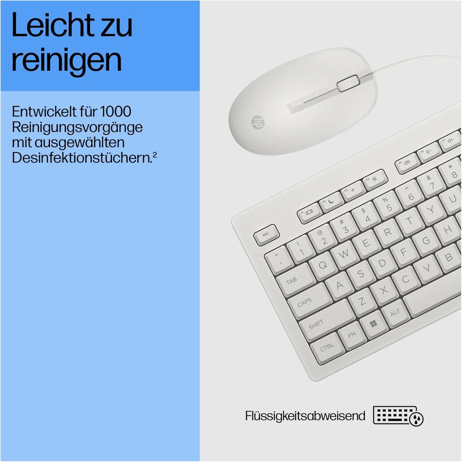 HP 225 - Tastatur-und-Maus-Set - 100% - Full Size - USB - QWERTZ - Deutsch - Cashmere White - Image 5