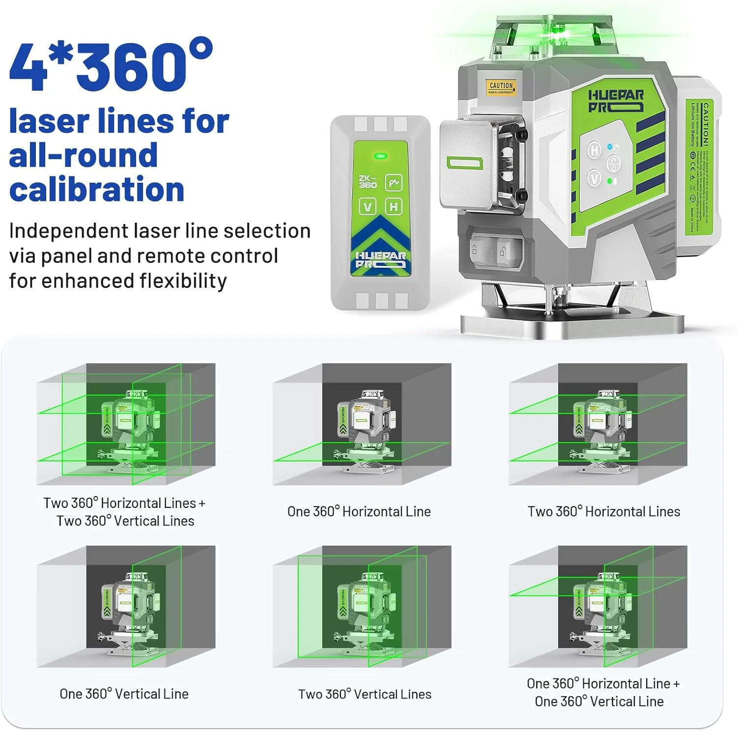 Huepar Pro Kreuzlinienlaser 4 * 360 Grad Selbstnivellierend Grün Laser Wasserwaage, Hochpräzises 4D - Image 5
