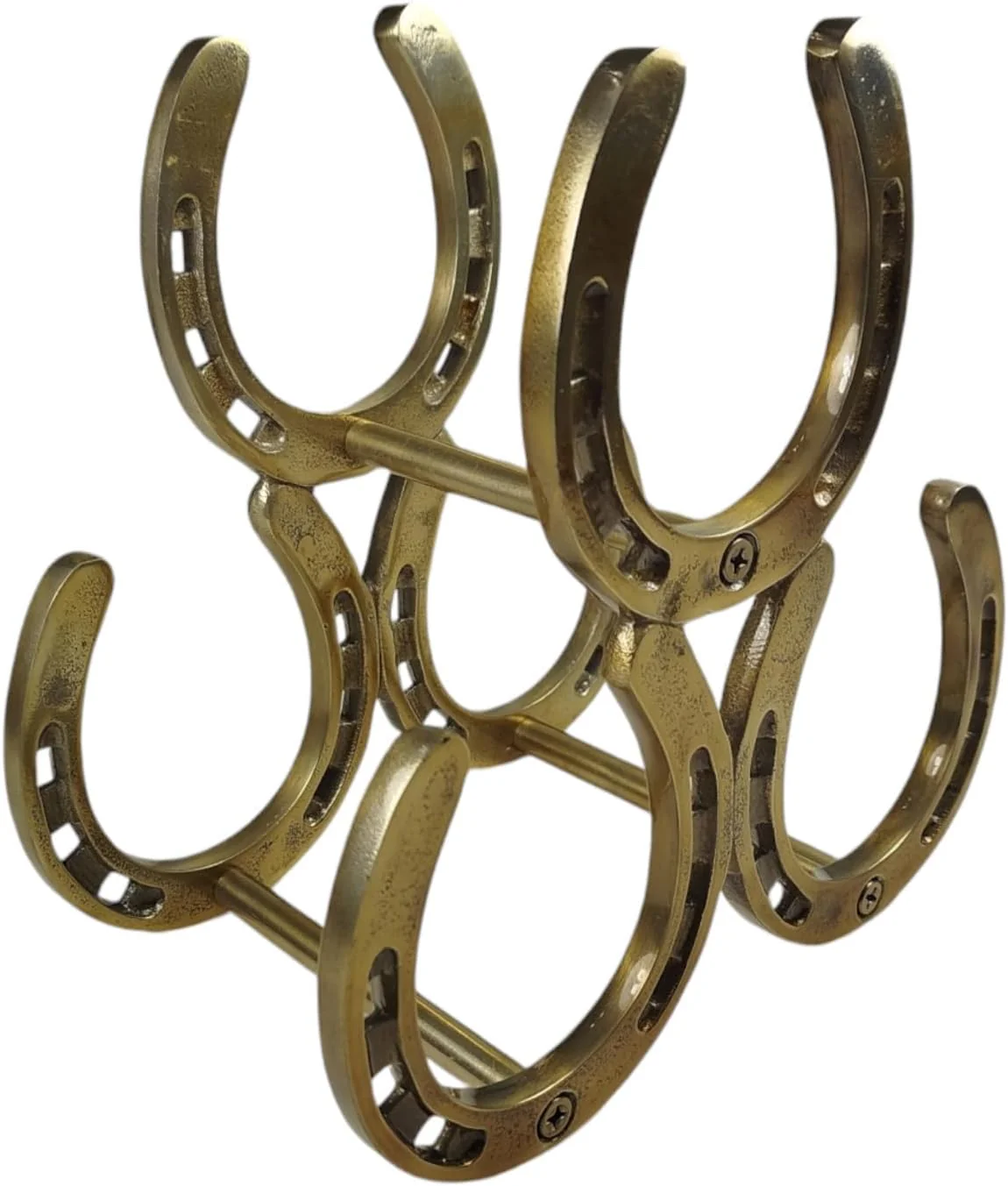 Hufeisen Flaschenhalter in Messingoptik - Weinflaschenhalter aus Metall - Image 2