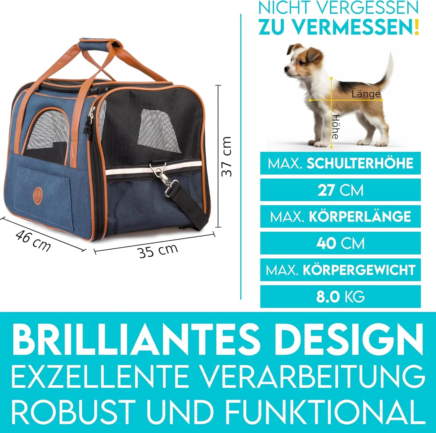 HUND IST KÖNIG Hundetasche & Katzentasche bis 8kg - Hochwertige Hundetragetasche - Transporttasche f - Image 2