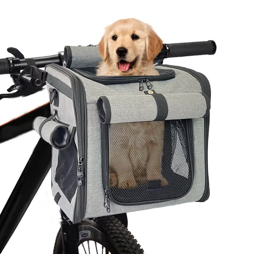 Hunde-Fahrradkorb, Haustier-Fahrradträger Rucksack mit Netzfenstern für kleine Hunde, Katzen, Welpen