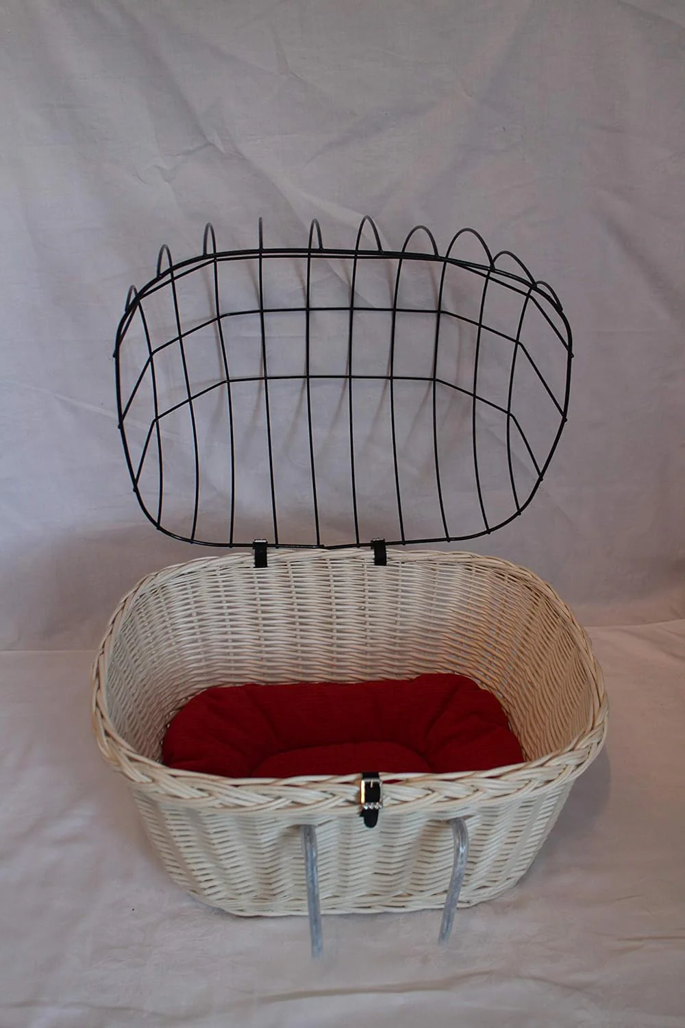 Hundefahrradkorb für Fahradlenker aus Weide mit Metallgitter und Kissen L, XL oder XXL weiss (XL mit - Image 7