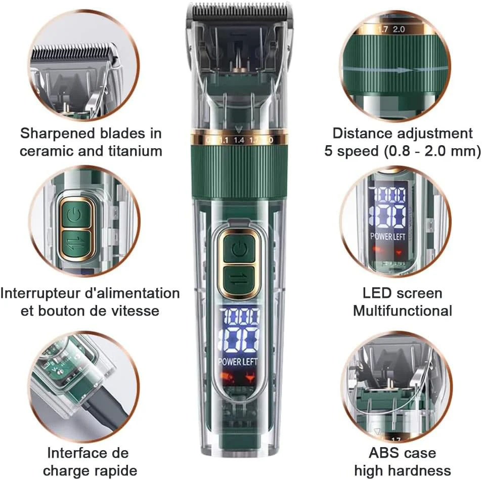 Hundefurclipper, Professionelles Haustierpflegeset, Katzenclipper für langes Fell, mit LED-Display u - Image 2