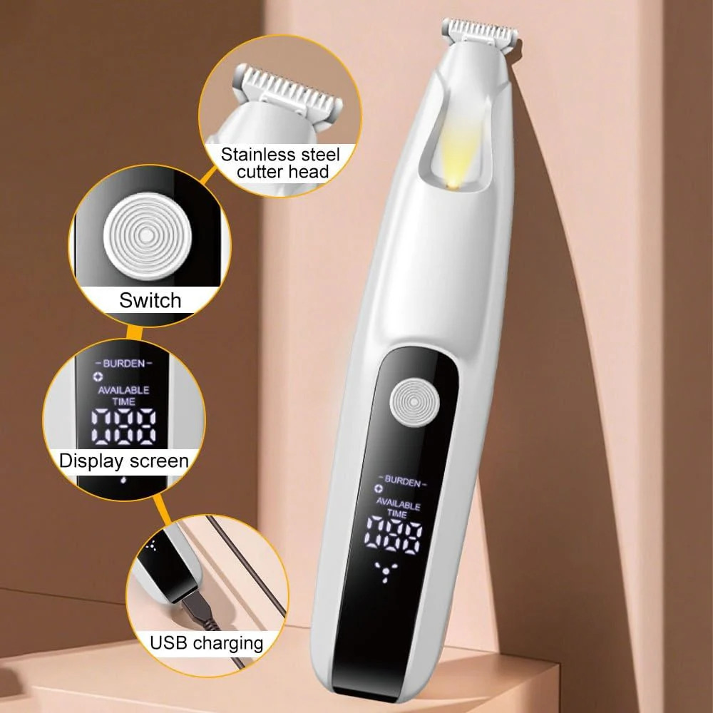 Hundepfoten Trimmer, Wasserdicht Haustierrasierer mit LED-Licht und Bildschirm, Wiederaufladbar Fell - Image 4