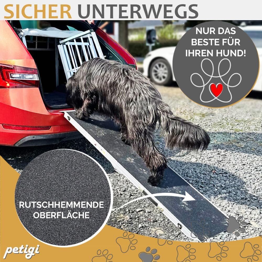Hunderampe Hundetreppe Länge 155 cm, 150 kg Belastbarkeit Auto Kofferraum Treppen Rampe Einstiegshil - Image 5