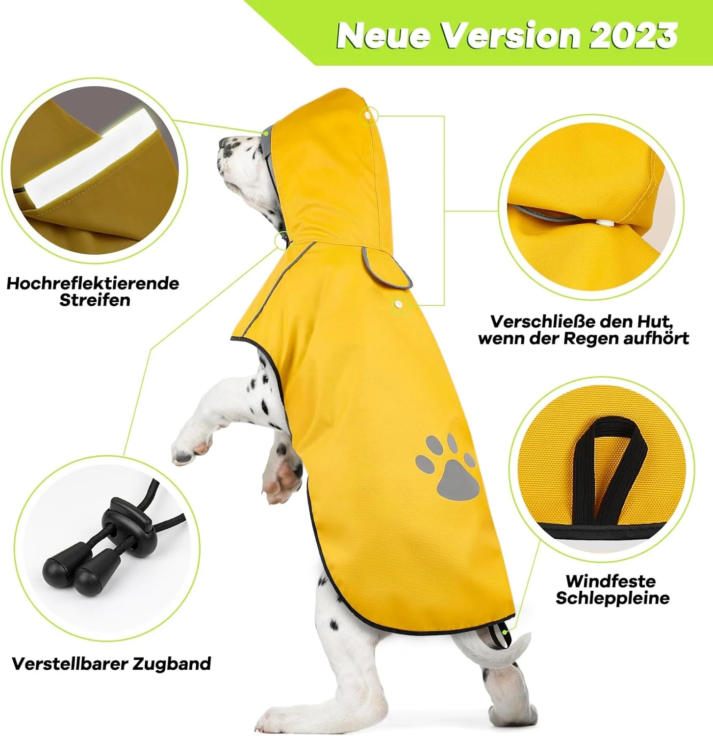 Hunderegenmantel DQGHQME Regenjacke Hunde Reflektierend, Regenmantel Hund Wasserdicht, Regencape Hun - Image 4