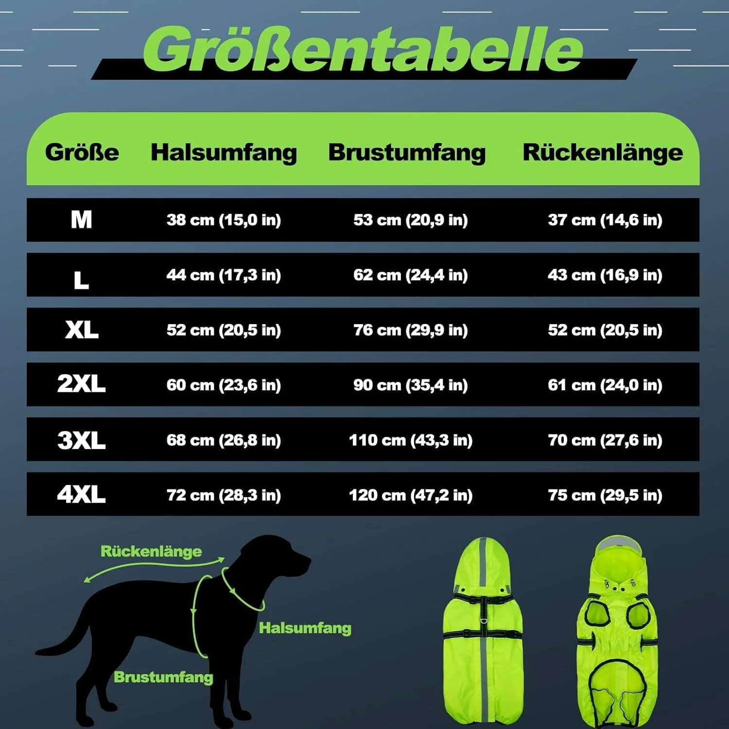 Hunderegenmantel wasserdicht, Regenjacke mit reflektierenden Streifen, H-Brustgeschirr (D-Ring) & Ab - Image 2