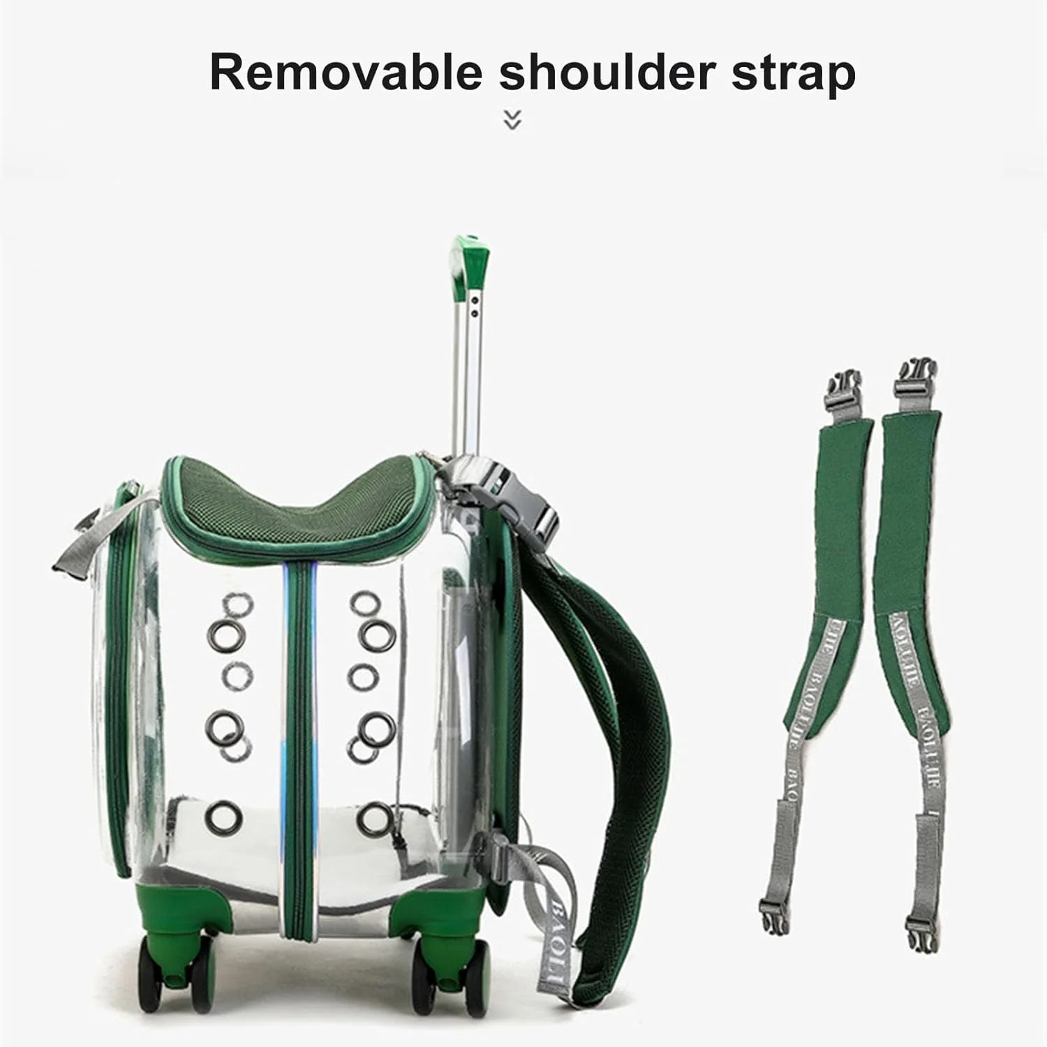 Hunderucksack bis 5 kg, Katzenrucksack mit Rollen, Modisch, Tragbar, Transparent, Komfortabel, Katze - Image 5
