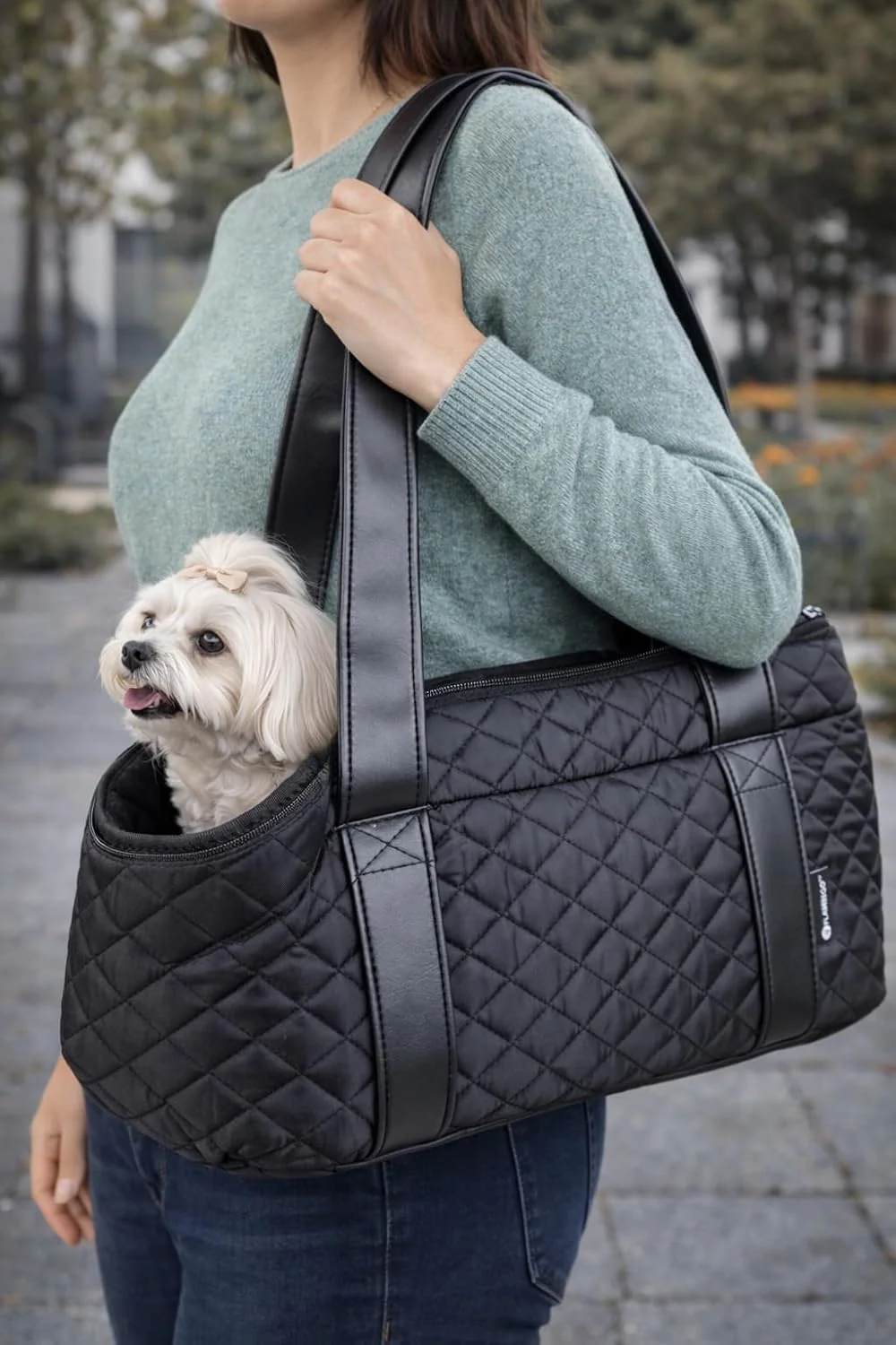 Hundetasche - Tragetasche Bailey Schwarz – 38x20x18cm – Polyester – herausnehmbares Kissen & Boden – - Image 2