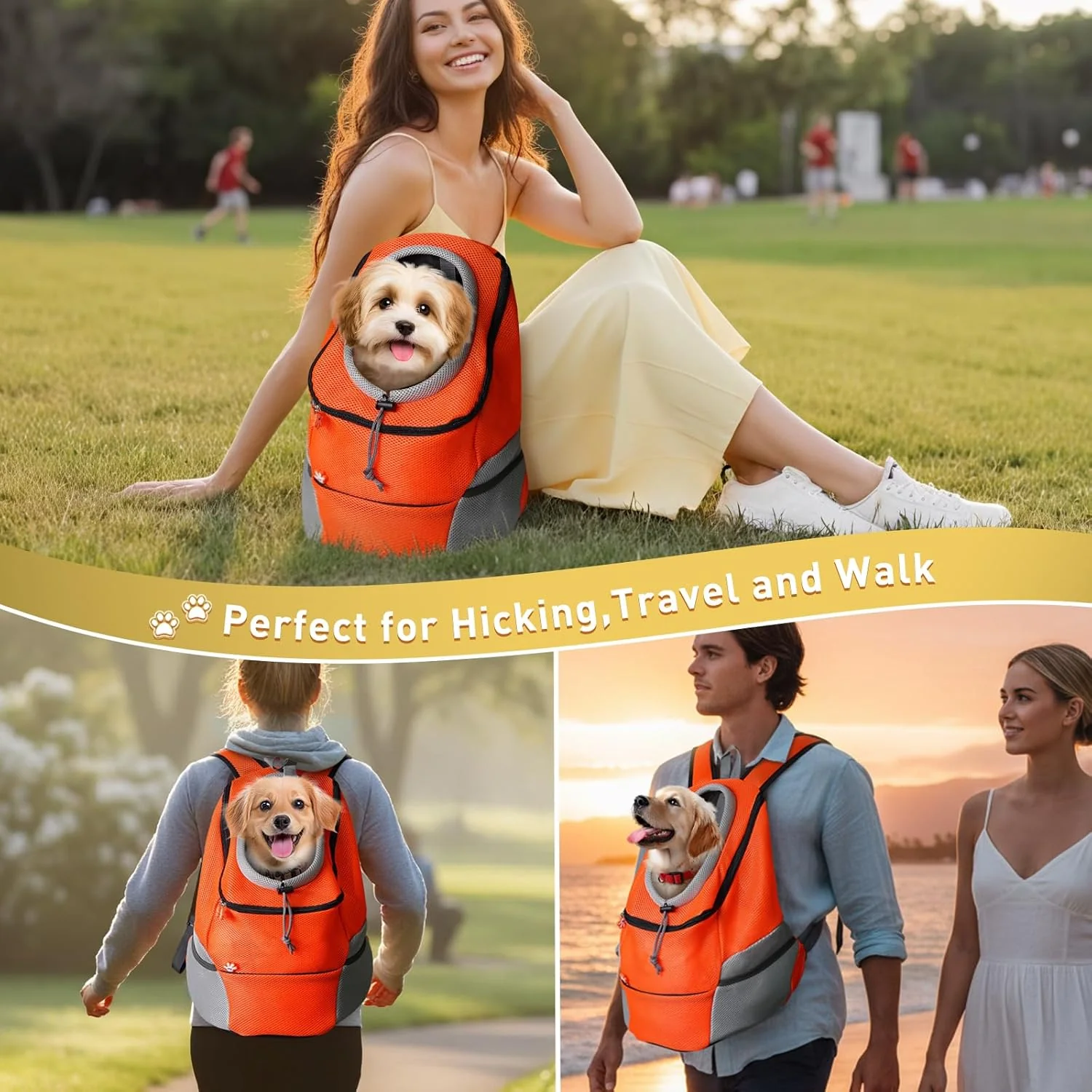 Hundetrage-Rucksack, Welpentragetasche mit Entrinnen-sicherem Reissverschluss, Atmungsaktiver Hundet - Image 5