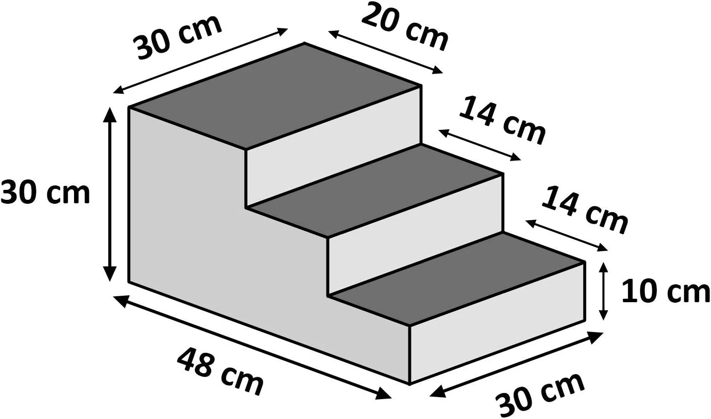 Hundetreppe 30 cm hoch | Katzentreppe Haustiertreppe | 3 Stufen | Hunde Katzen Haustier | für Bett u - Image 2