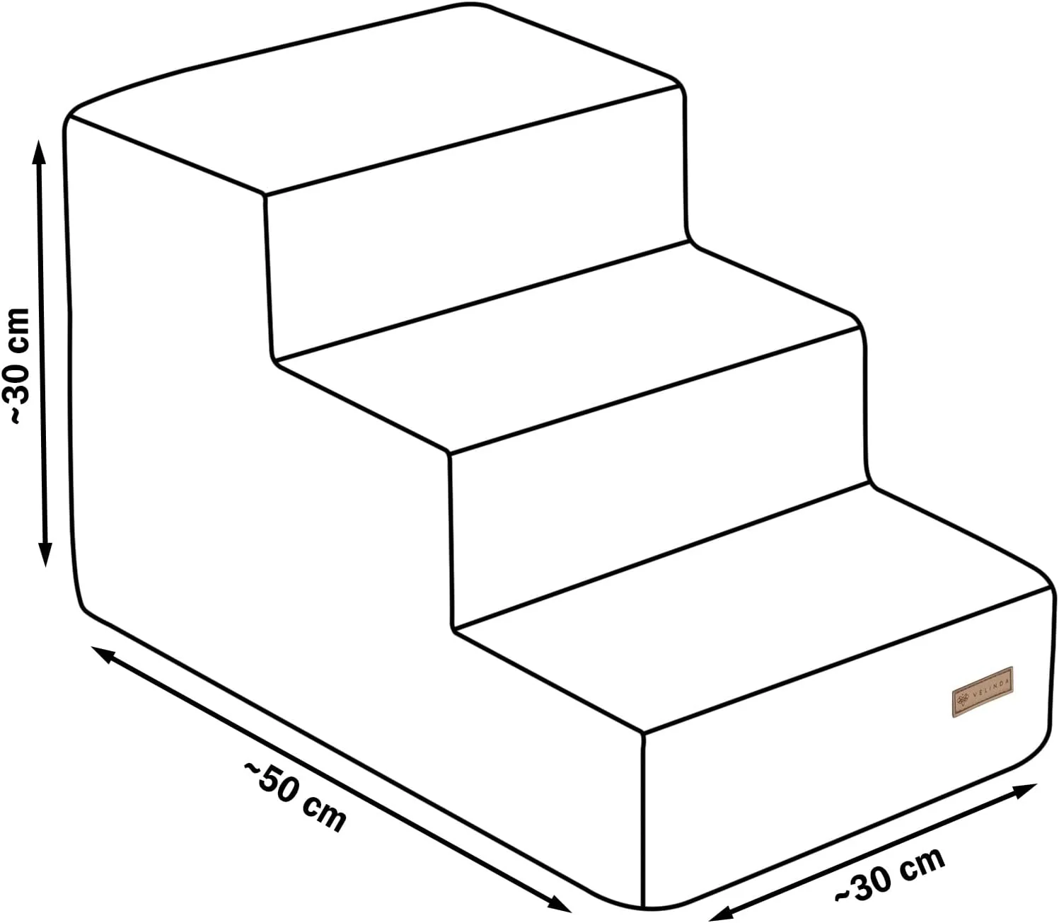 Hundetreppe mit 3 Stufen Katzentreppe Haustiertreppe Einstiegshilfe Schaumstoff (Farbe: grau), grau - Image 4