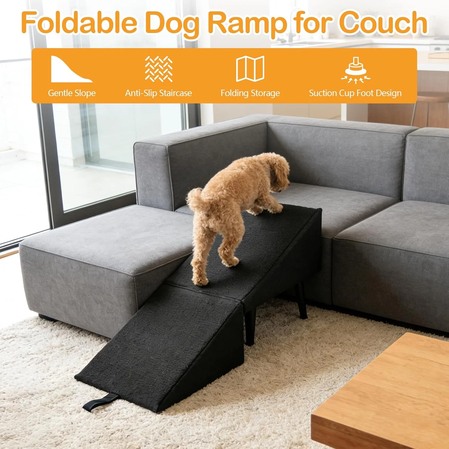 Hundetreppe, Multifunktional Hundetreppe für Kleine Hunde Geteilte Ottoman Faltbare Hunderampe Schwa - Image 7