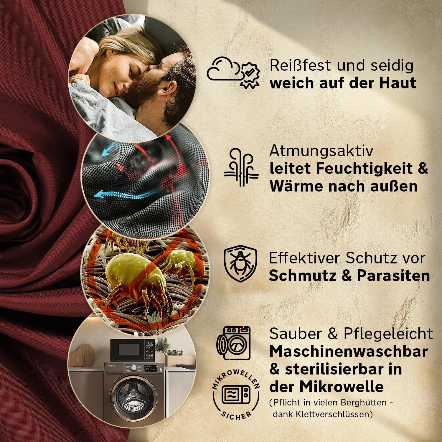 Hüttenschlafsack aus Mikrofaser oder Bio-Baumwolle (nur 230g / 380g) - Ultra leicht, klein und dünn. - Image 5