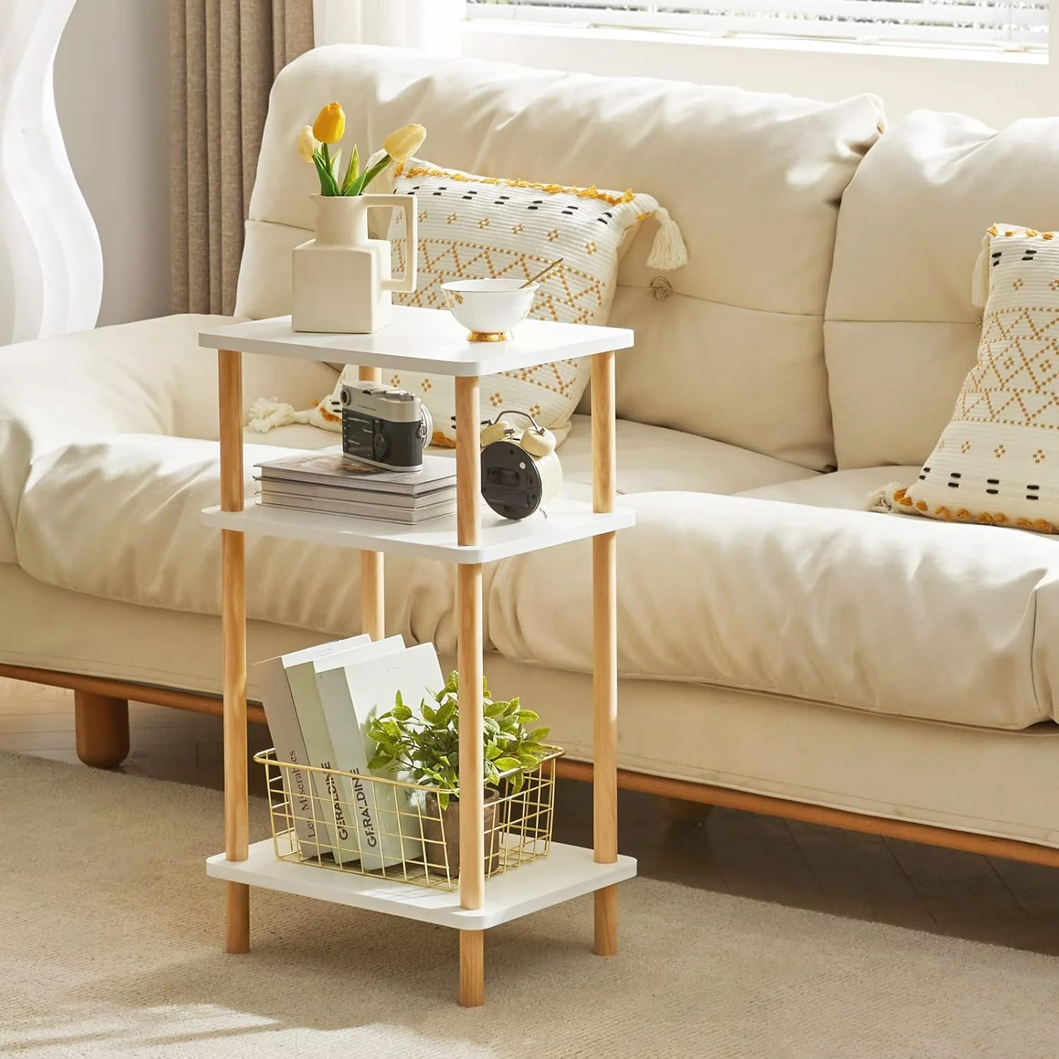 IBUYKE Holz Beistelltisch, Nachttische mit 3 Ebenen, 39x29x68.5cm, Couchtisch, Sofatisch, für Schlaf - Image 8