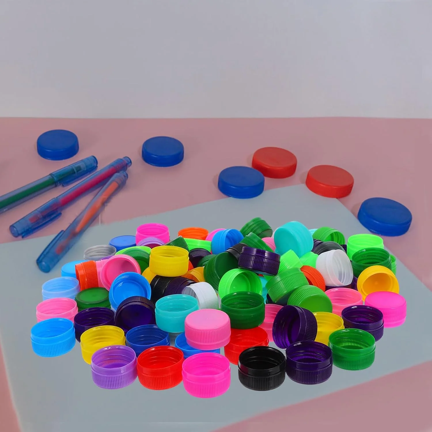 IMIKEYA 100 Stück Plastik Flaschendeckel: Bunt Flaschenverschluss - DIY Flaschendeckel Schraubversch - Image 2