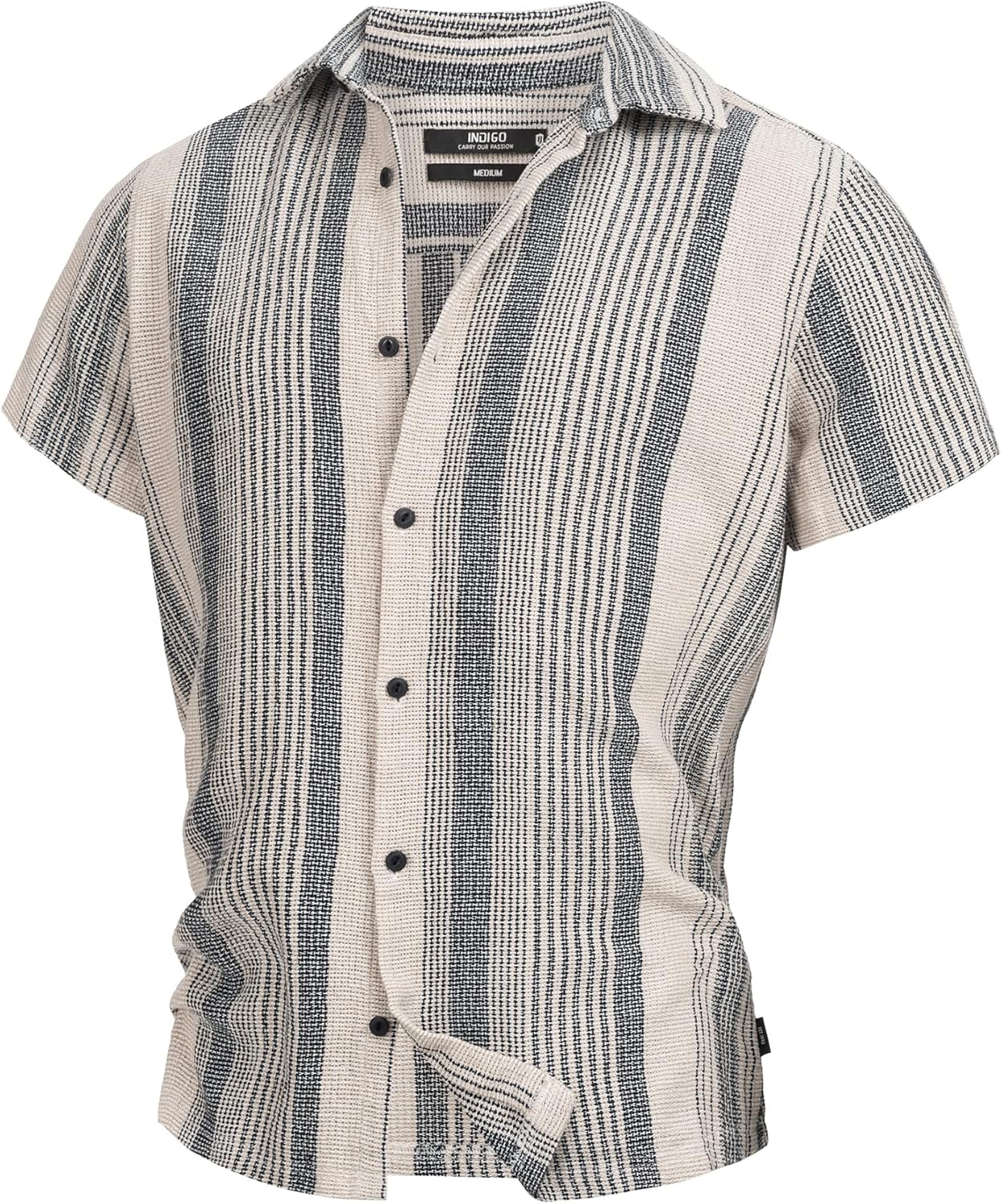 Indicode Herren INCosby Kurzarmhemd mit Button-Down-Kragen | Herrenhemd gestreift Kurzarm Hemd L Bei - Image 5