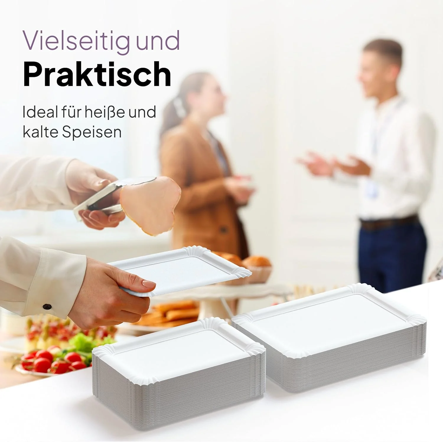 Inoverse 1000 Stück Pappteller Weiss – Eckig 8x18 cm – Umweltfreundliche Einweg Teller aus Pappe, Pa - Image 5