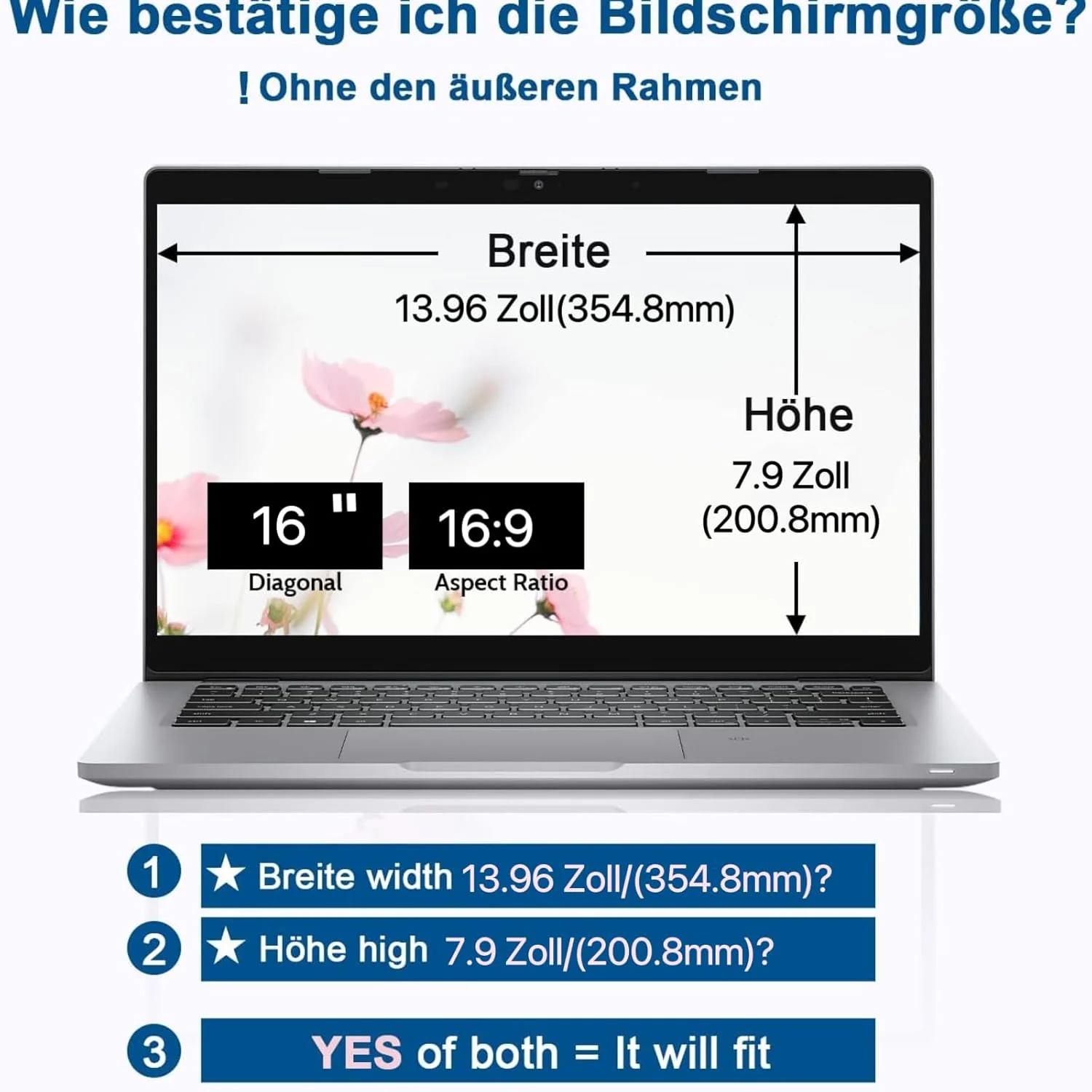 IPROKKO Laptop Sichtschutzfolie 16 Zoll, Abnehmbarer Sichtschutz Seitenverhältnis 16:9 Anti Blaulich - Image 3