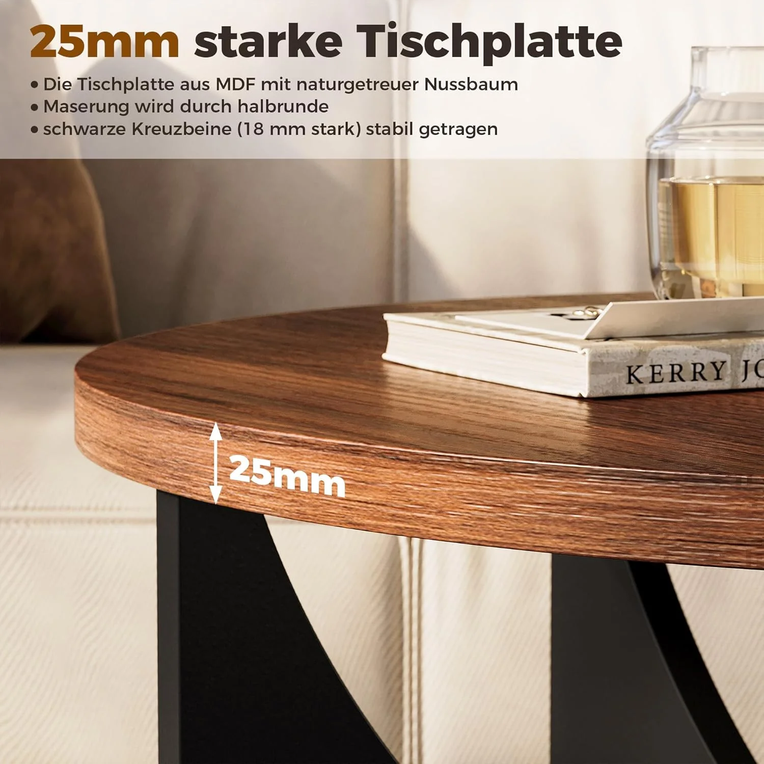 IRONCK Nestingtisch Set aus 2, Couchtisch rund, Moderner Couchtisch aus Holz für Wohnzimmer & Schlaf - Image 4