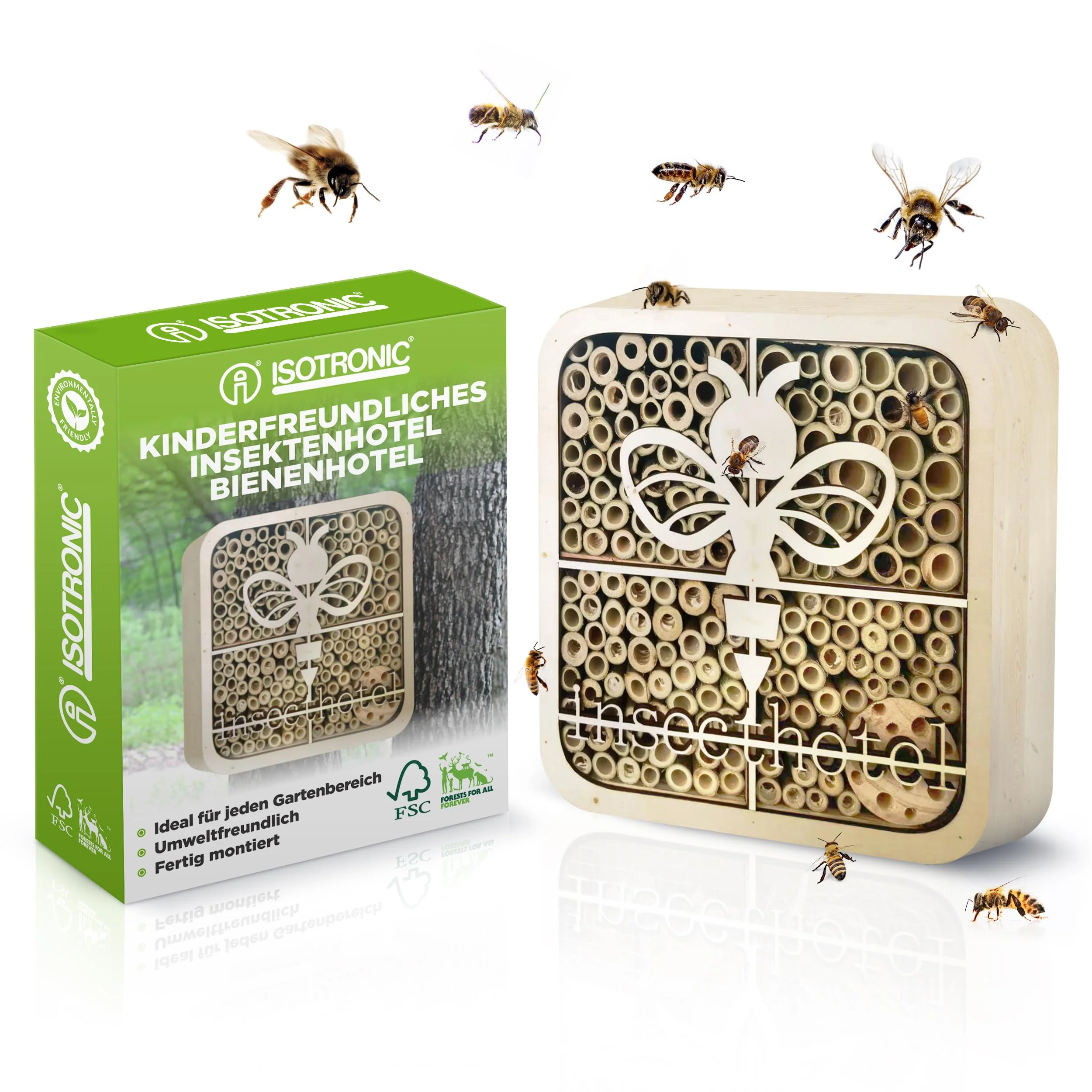 ISOTRONIC Insektenhotel | umweltfreundliches Insektenhaus für Marienkäfer, Bienen und andere Insekte