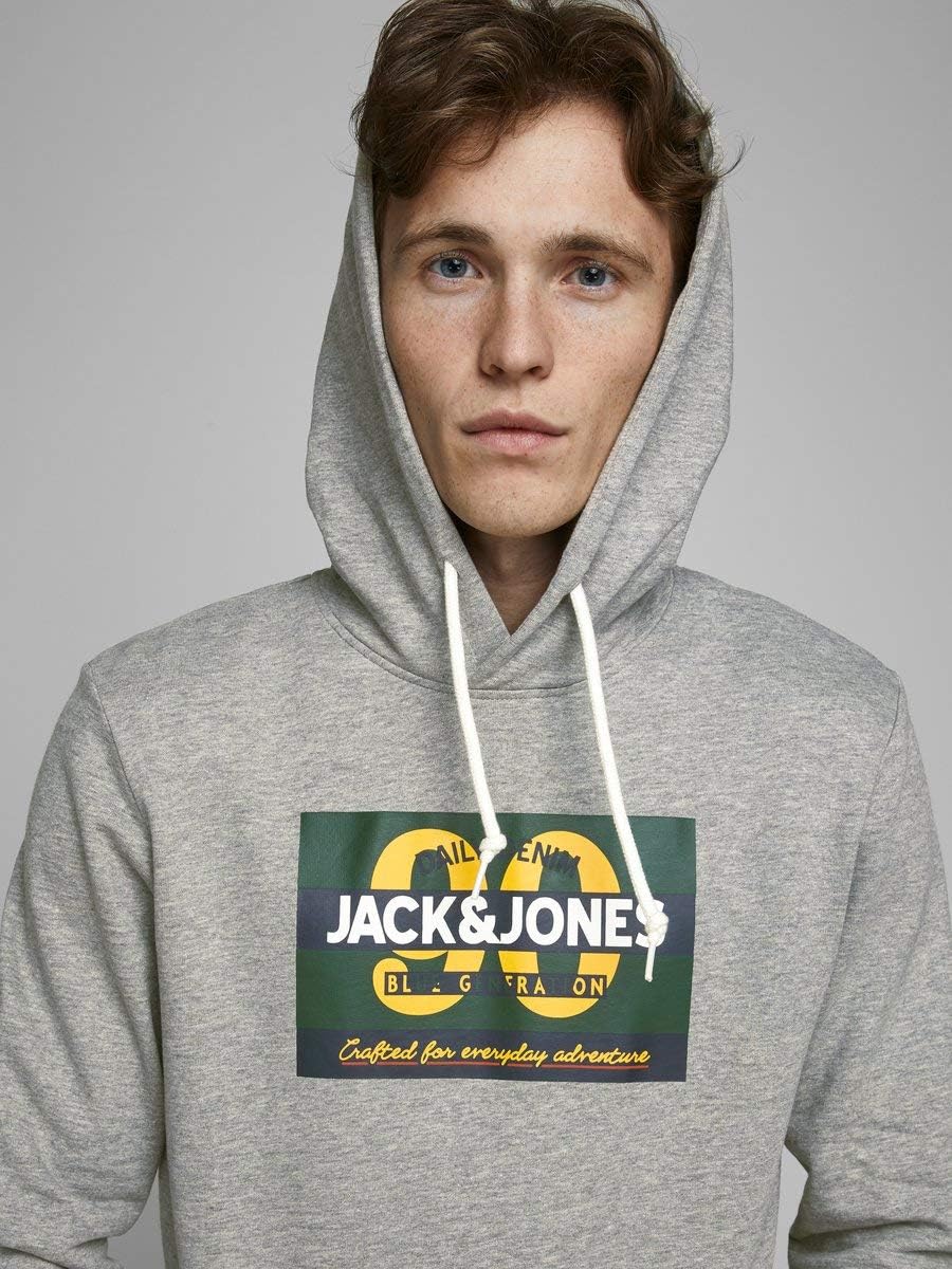 JACK & JONES Damen Jortonni Sweat Hood STS Pullover XXL Light Grey Melange/Print:reg ´90, XXL Light - Image 8