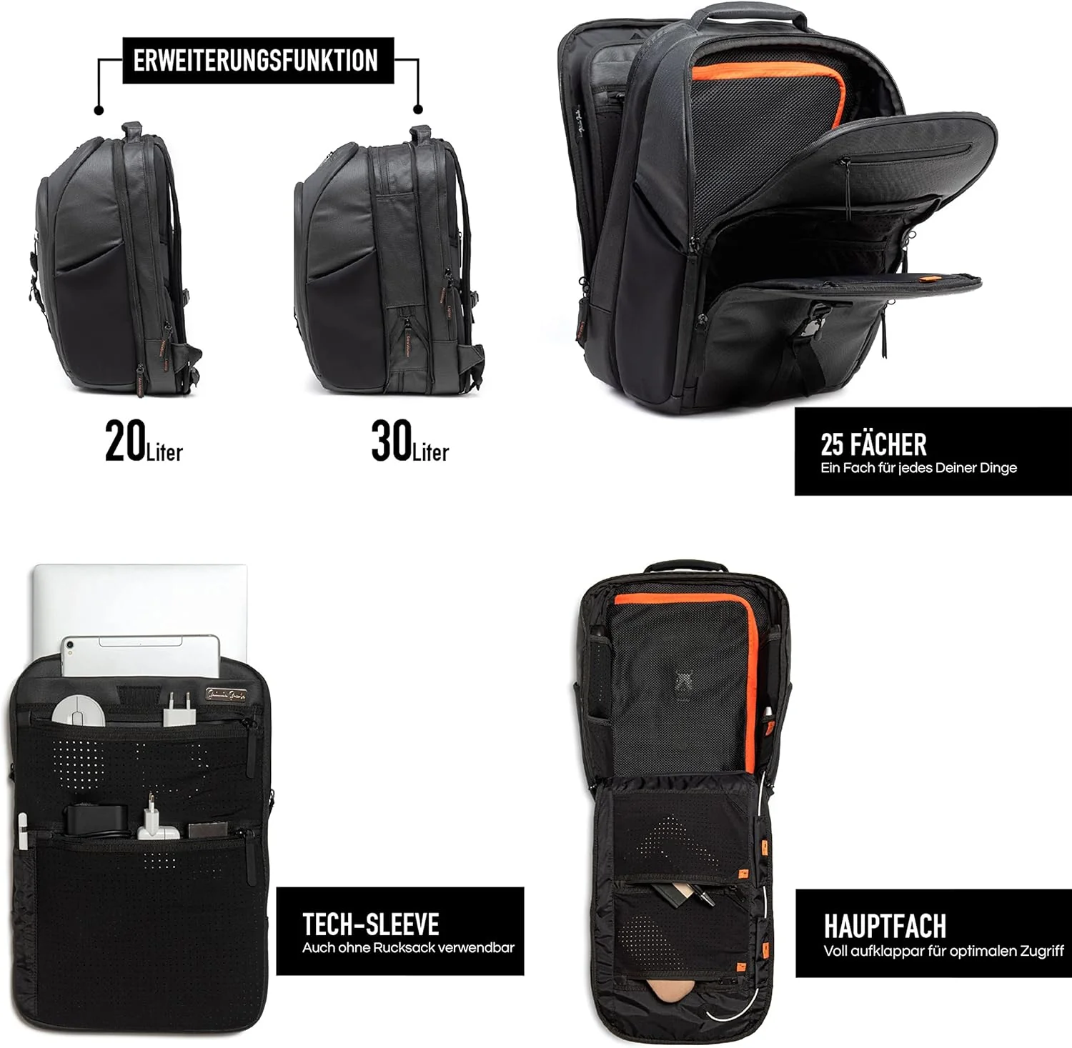 Jaimie Jacobs Smarter Business Rucksack mit Laptoptasche bis zu 16,1 Zoll, Geheimfach, Kofferfunktio - Image 4
