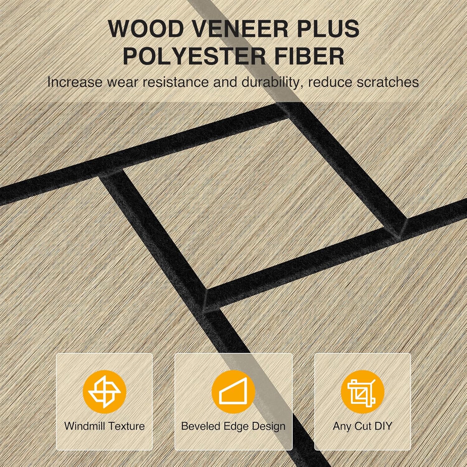 JAMELO Akustikpaneele Holz Furnier 10 Stücke | 30 * 30 * 1.2cm Akustikplatten Selbstklebend 3D Wandp - Image 4