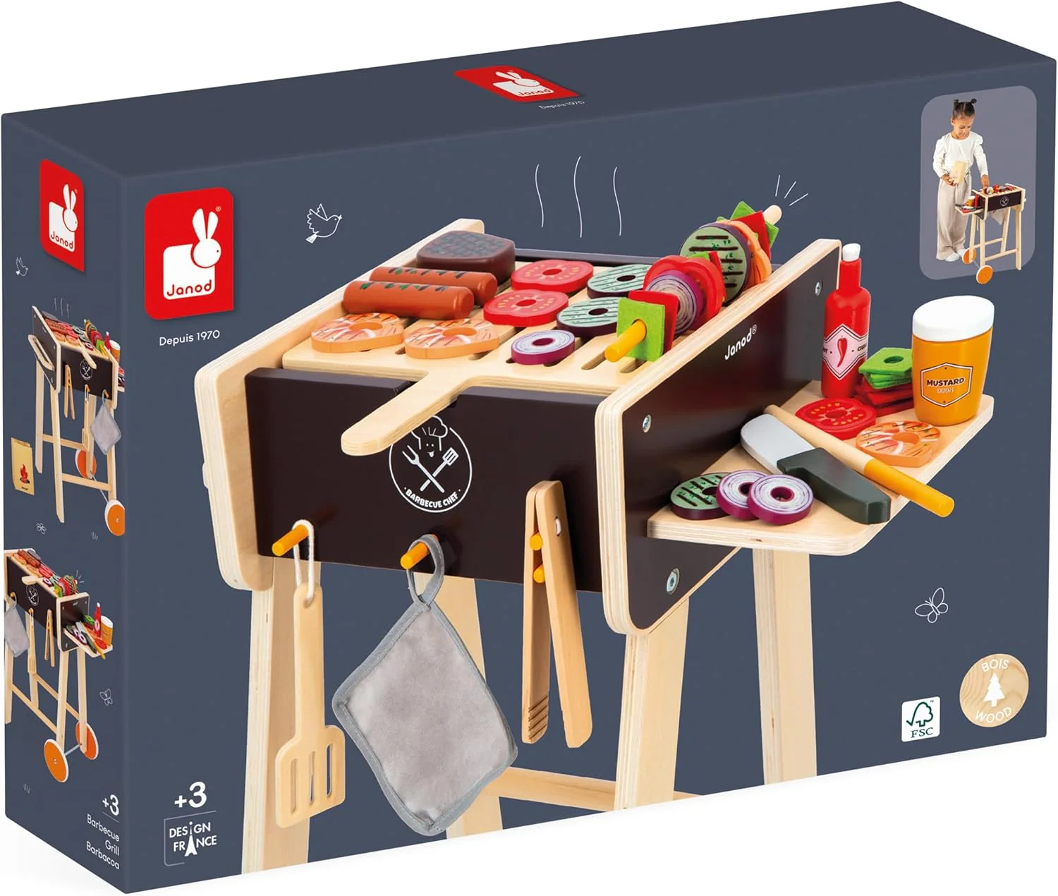 Janod - Grill aus Holz - Rollenspielzeug Küche und Puppengeschirr für Kinder - Inklusive 57 Zubehört - Image 7