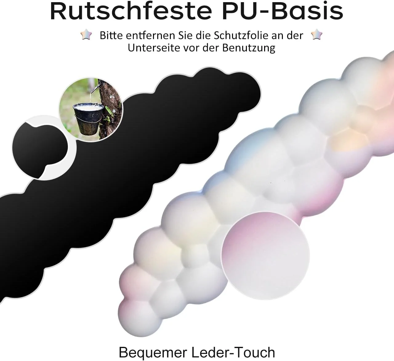 JIKIOU Cloud Handgelenkauflage Tastatur aus Leder mit rutschfester PU-Basis, bequemer Memory-Schaum - Image 6