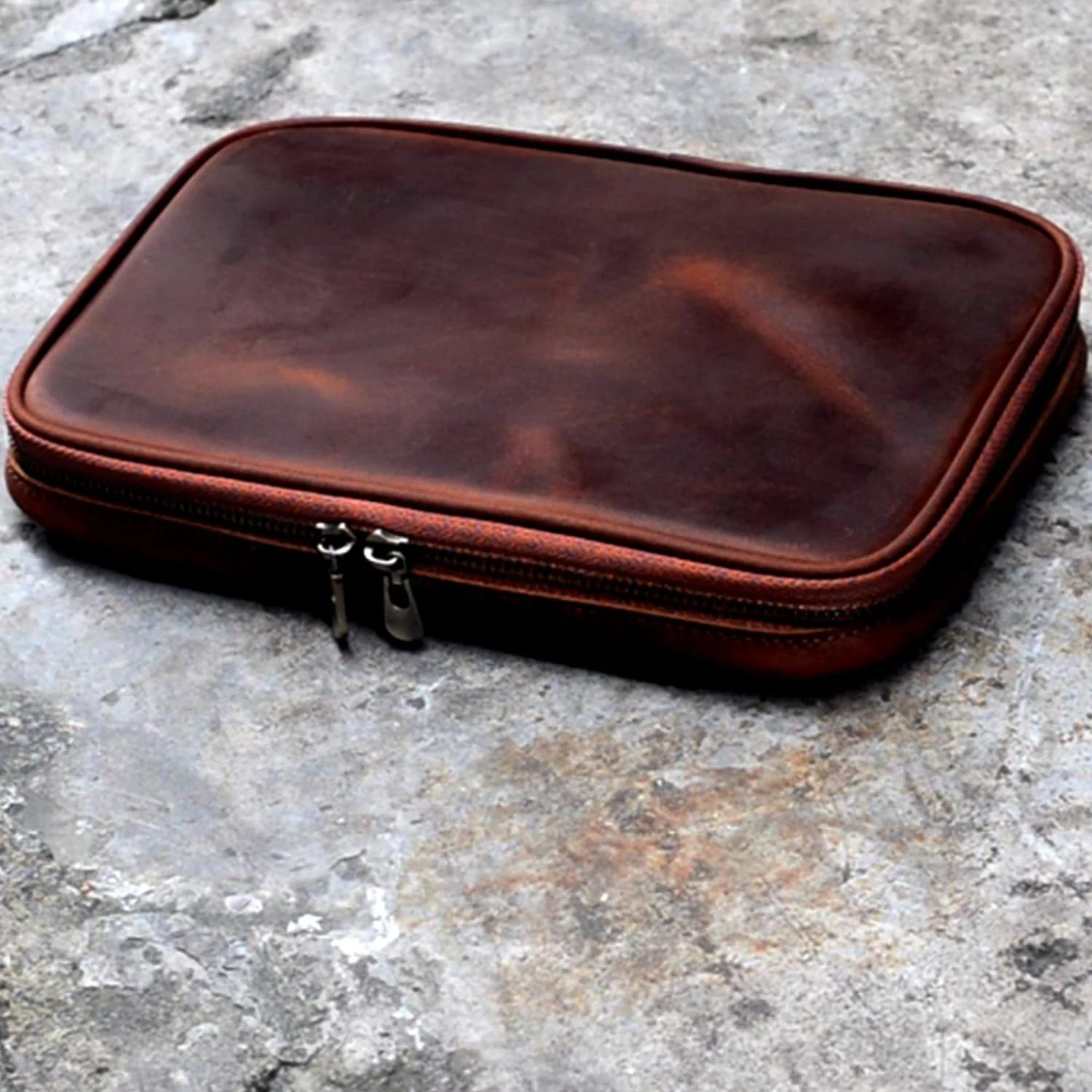 JJNUSA Leder Portfolio Reise Reissverschluss für Männer Frauen iPad Pro 11 10.5/9.7 Cover Dokument O - Image 2